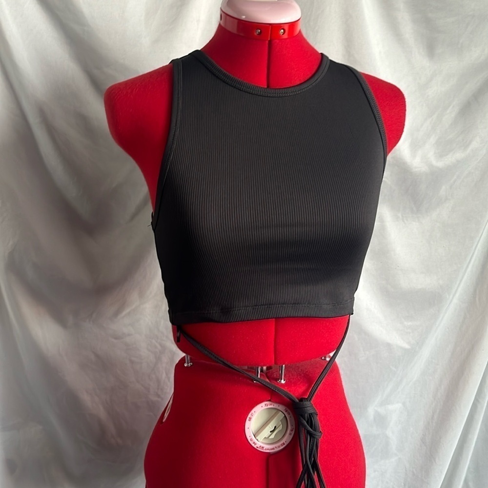 Divided Black Tie Up Crop Top SM126